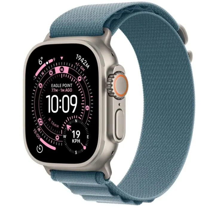 Apple Watch Ultra 3 49mm Natural Titanium Case with Light Blue Alpine Loop