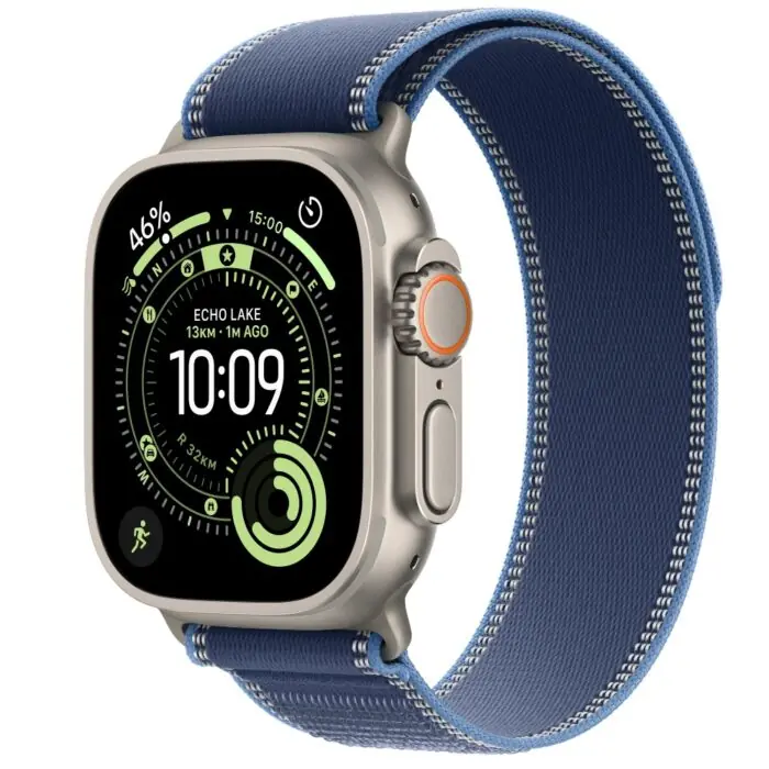 Apple Watch Ultra 3 49mm GPS+Cellular Natural Titanium Case with Blue/Bright Blue Trail Loop